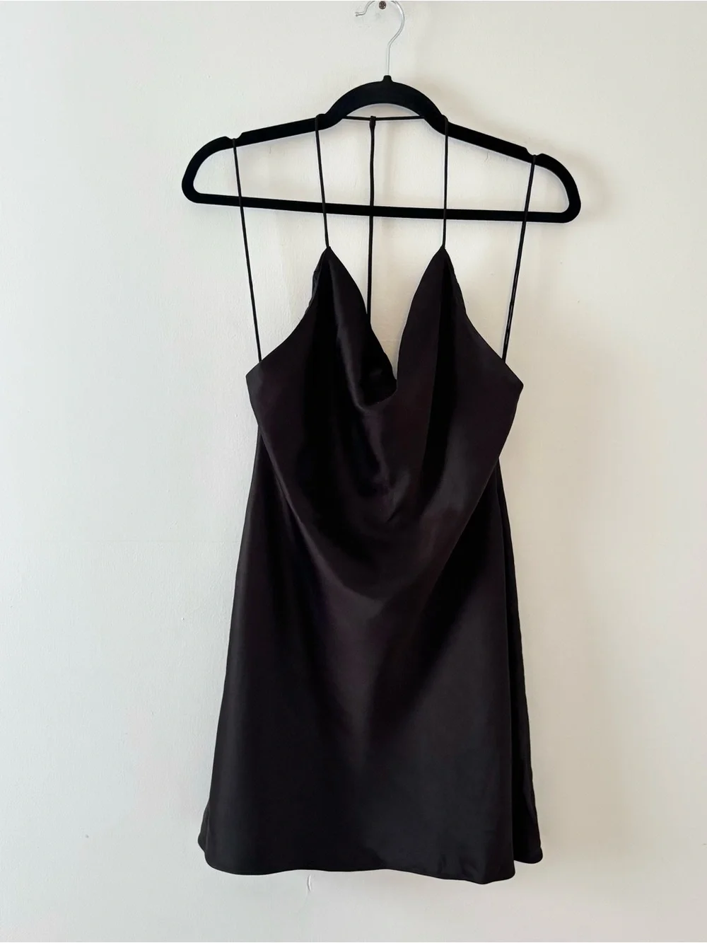 Alice + Olivia Harmony Mini Slip Dress Cowl Neck Sleeveless Lined Formal Black - Picture 3 of 8